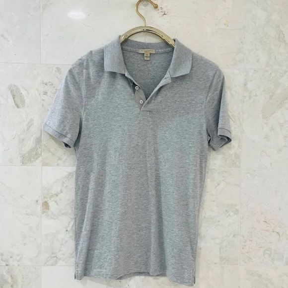 BURBERRY BRIT {S} Polo Shirt Heather Grey Nova Check - Picture 2 of 6